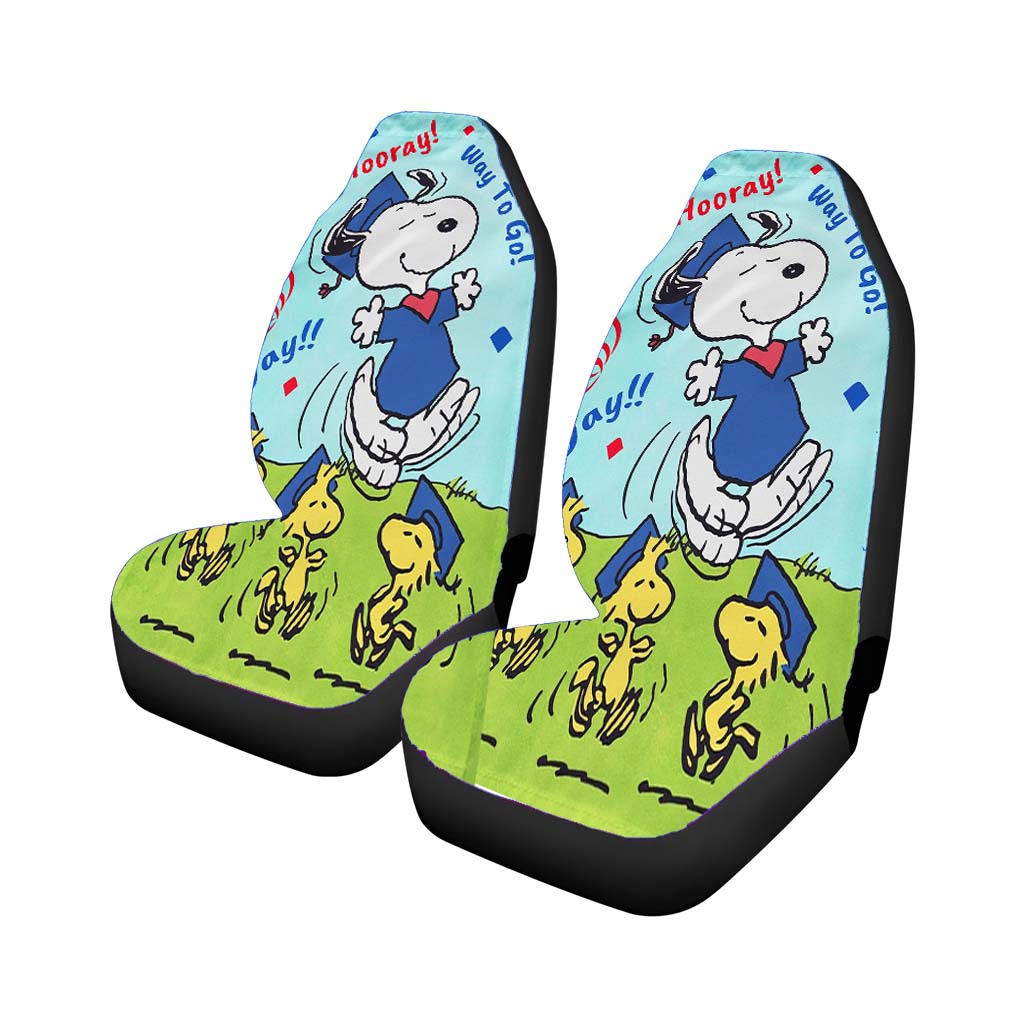 Peanuts Snoopy Graduation Car Front Seat Covers