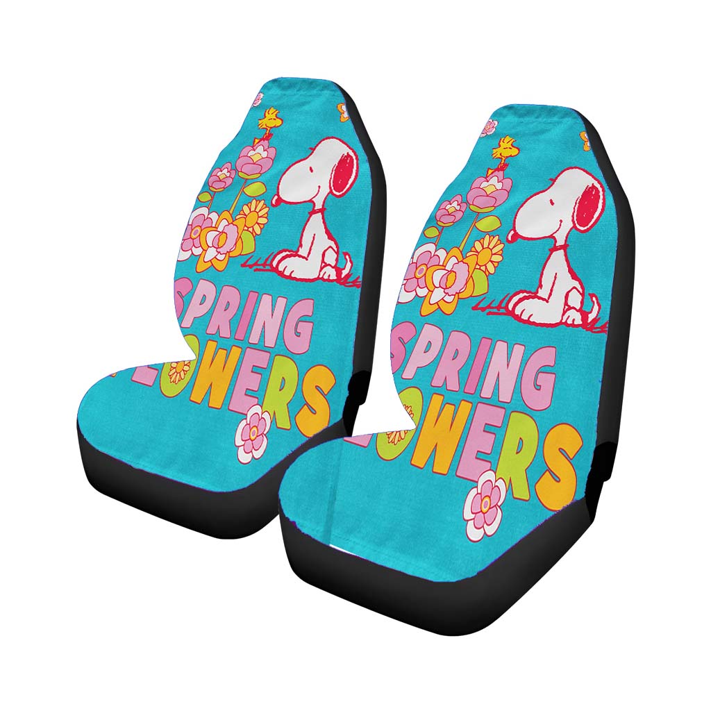 Peanuts Spring Flowers Car Front Seat Covers