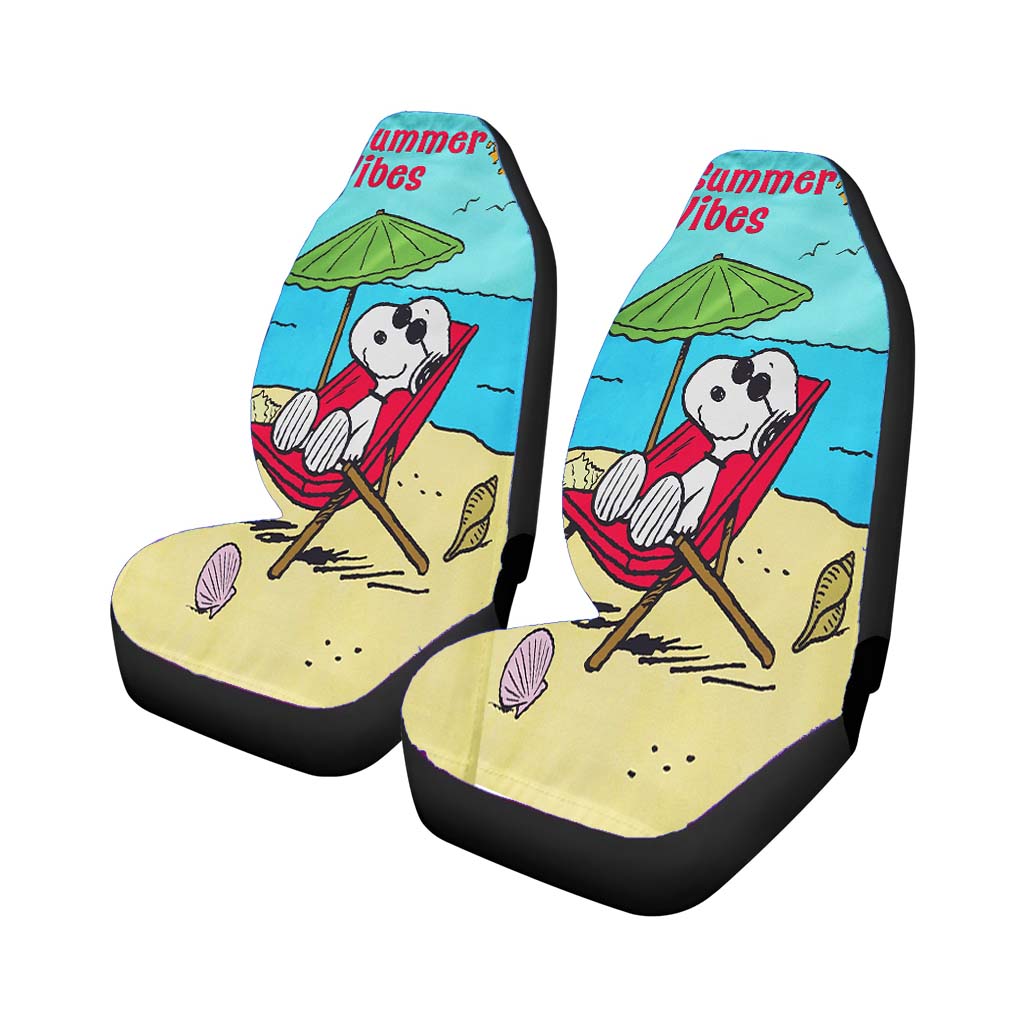 Peanuts Summer Beach Vibes Car Front Seat Covers