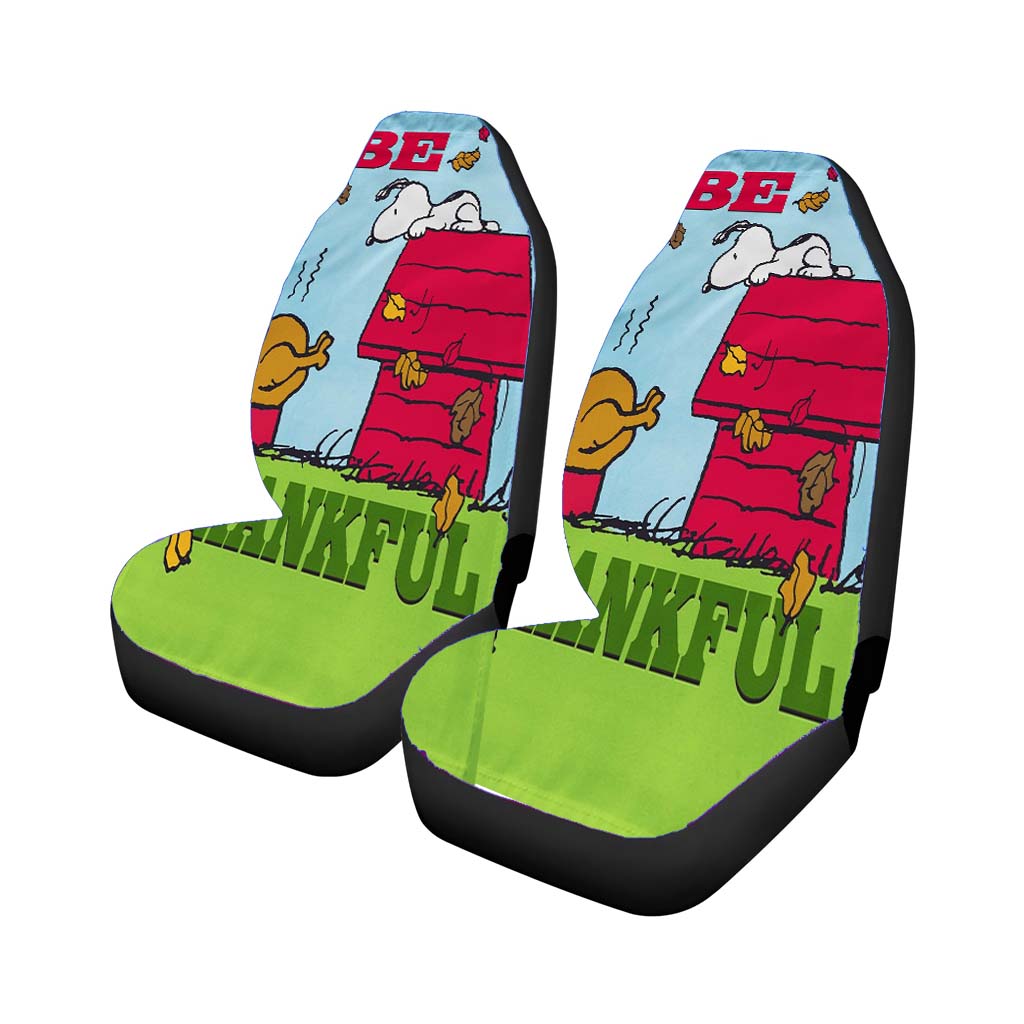 Peanuts Thankful Snoopy Turkey Thanksgiving Car Front Seat Covers