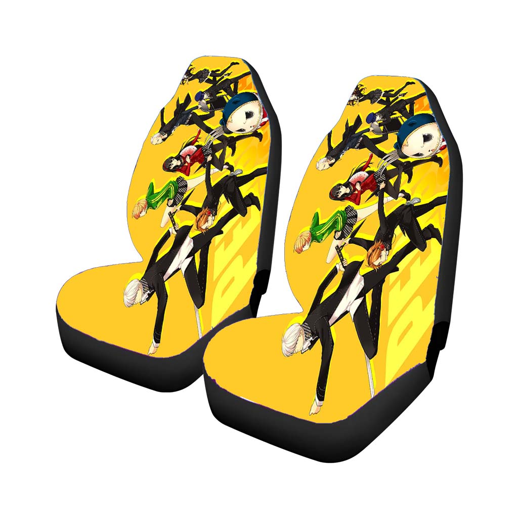Persona 4 Golden Yellow Background Car Front Seat Covers