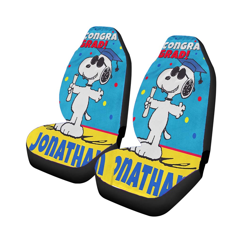 Personalized Snoopy Graduation Car Front Seat Covers