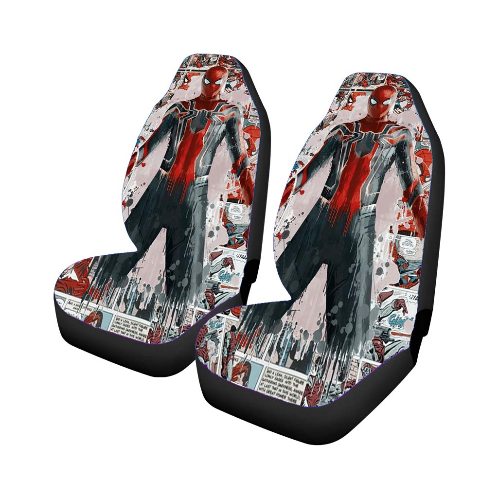 Peter Spiderman Comic Painting Artwork Wallpaper Car Front Seat Covers