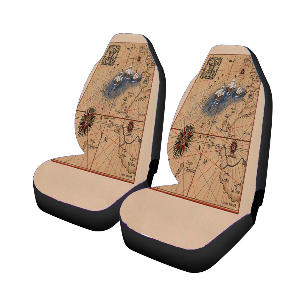 Pictorial Map Of Voyages Of Christopher Columbus Car Front Seat Covers