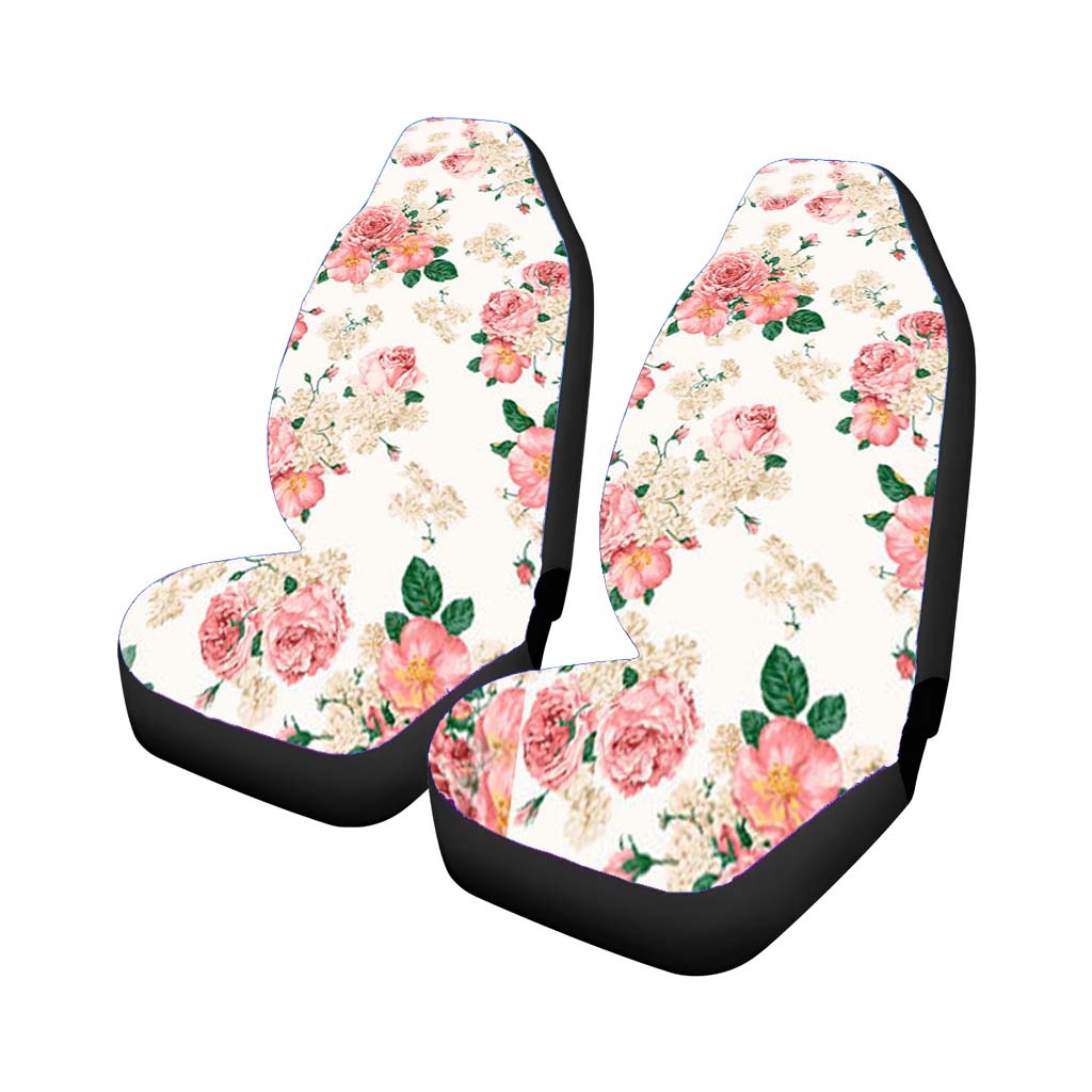 Pink Carnations Floral Car Front Seat Covers