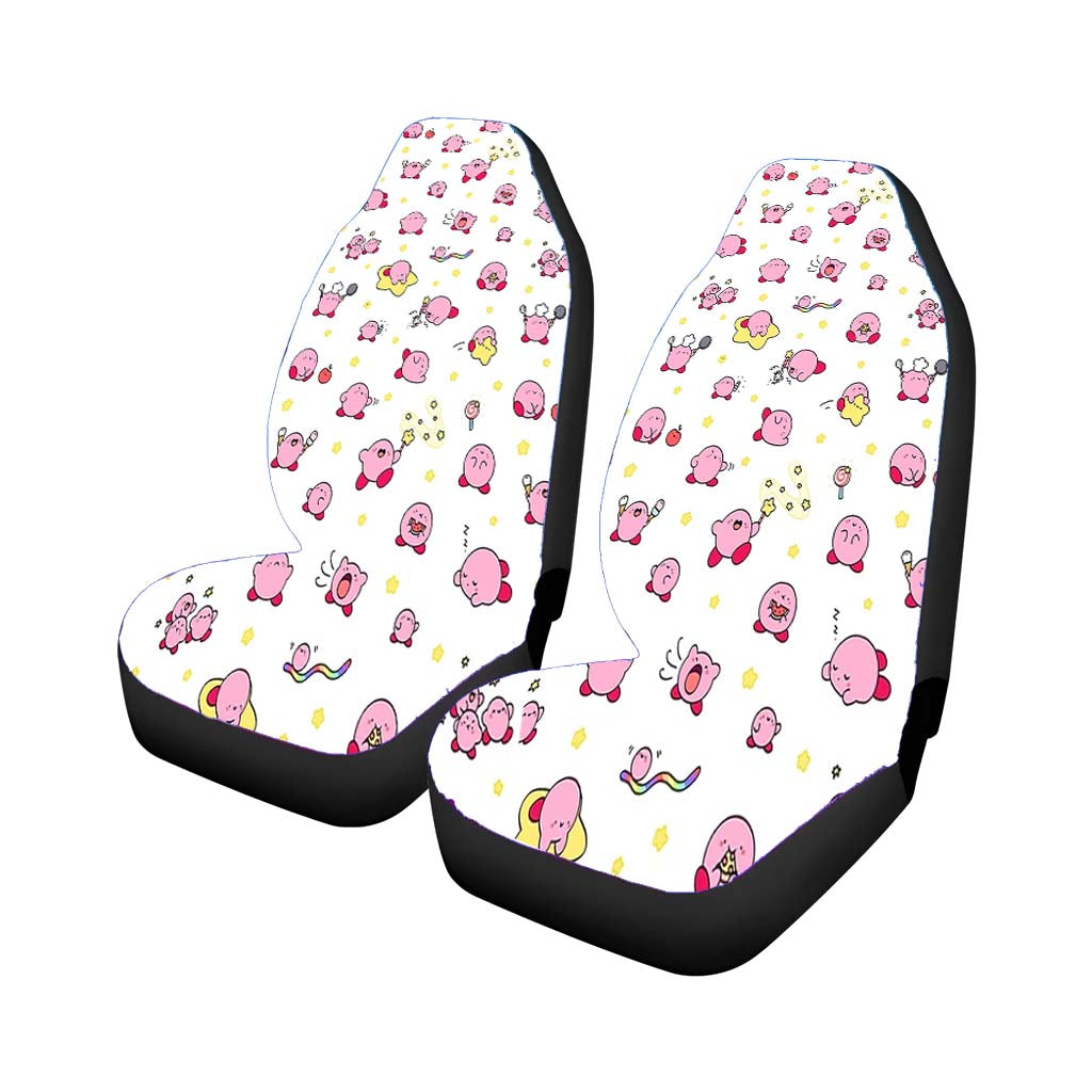 Pink Kirby Cartoon Pattern Car Front Seat Covers