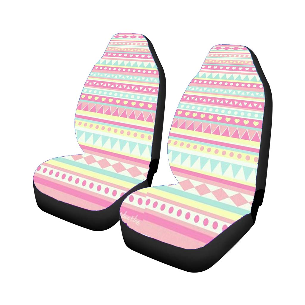 Pink Love Streach Pattern Car Front Seat Covers