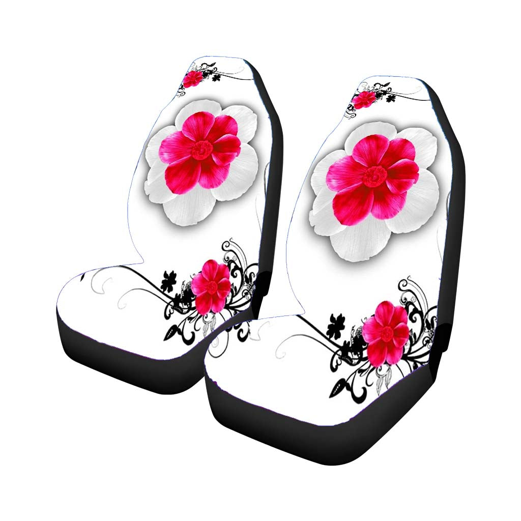 Pink White Flower Car Front Seat Covers