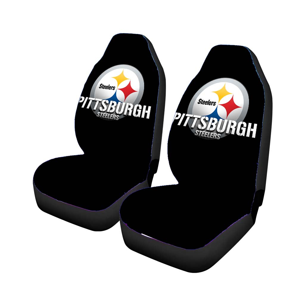 Pittsburgh Steelers Logo Black Car Front Seat Covers