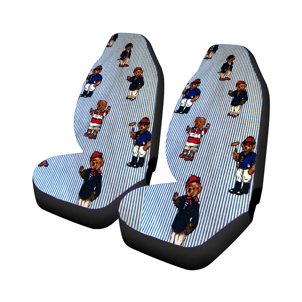 Polo Bear Linen Blue White Collection Car Front Seat Covers