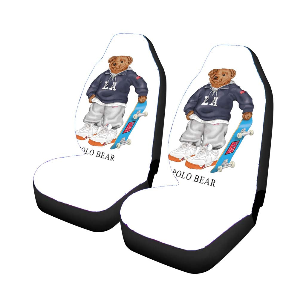 Polo Bear Skateboarding Car Front Seat Covers