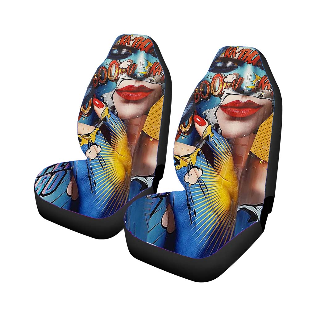 Pop Art Boom Girl Pattern Car Front Seat Covers