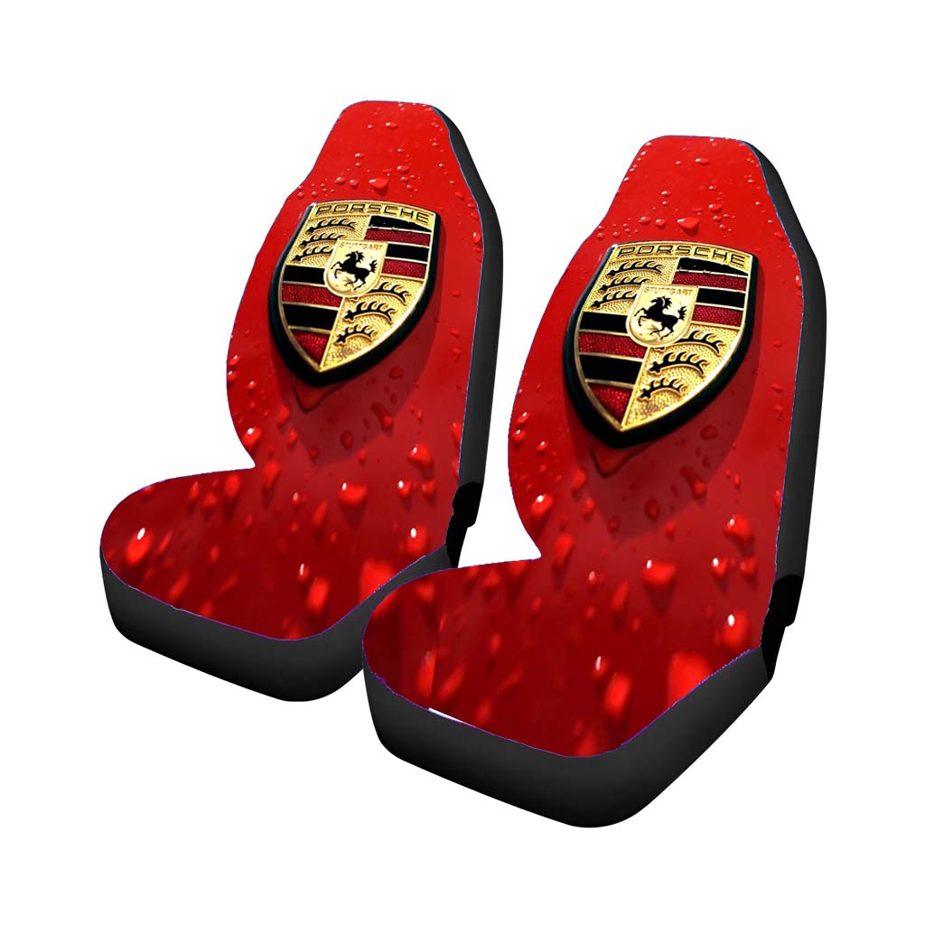 Porsche Logo Red Car Front Seat Covers