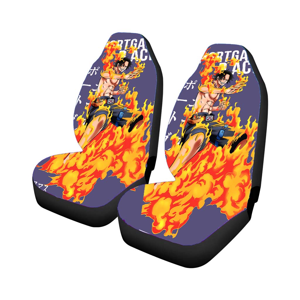 Portgas Ace One Piece Anime Car Front Seat Covers
