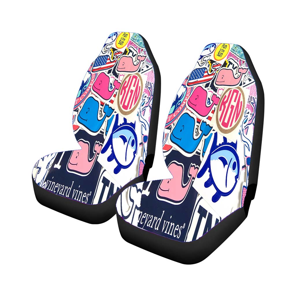 Preppy Vineyard Vines Whale Sticker Car Front Seat Covers