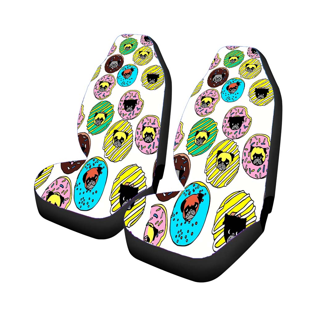 Pug Donuts Pattern Car Front Seat Covers