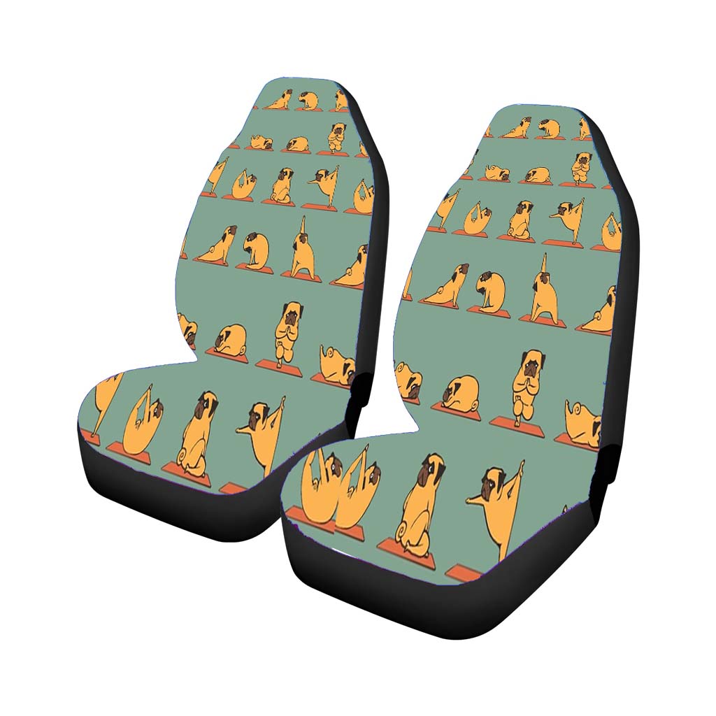 Pug Yoga Pattern Car Front Seat Covers