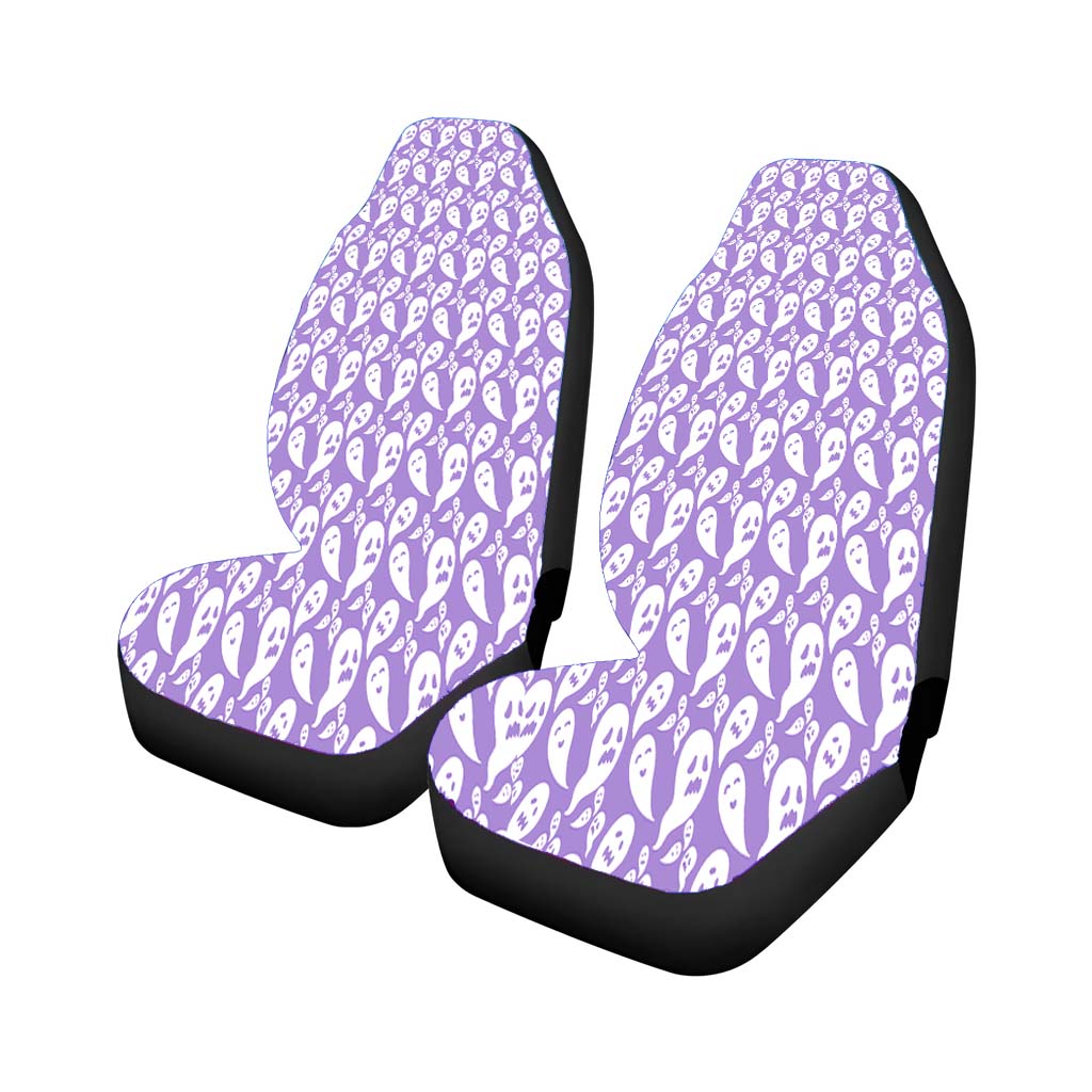 Purple Ghosts Pattern Halloween Car Front Seat Covers