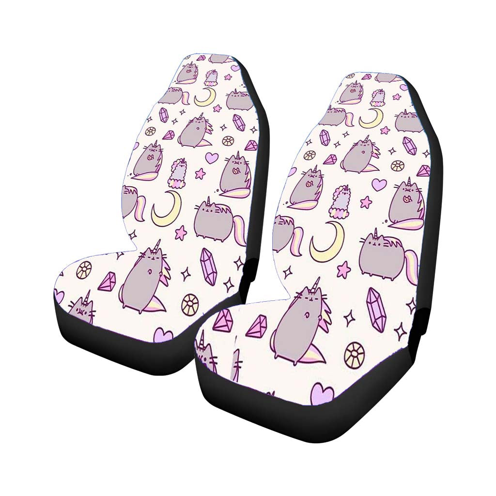 Pusheen Diamond Pattern Car Front Seat Covers