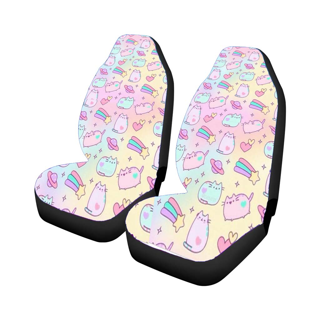 Pusheen Rainbow Pattern Car Front Seat Covers