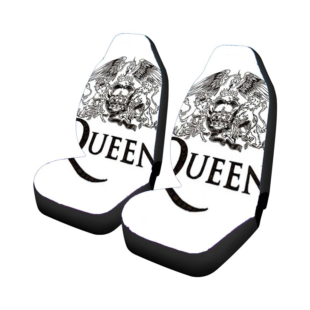 Queen Logo White Car Front Seat Covers