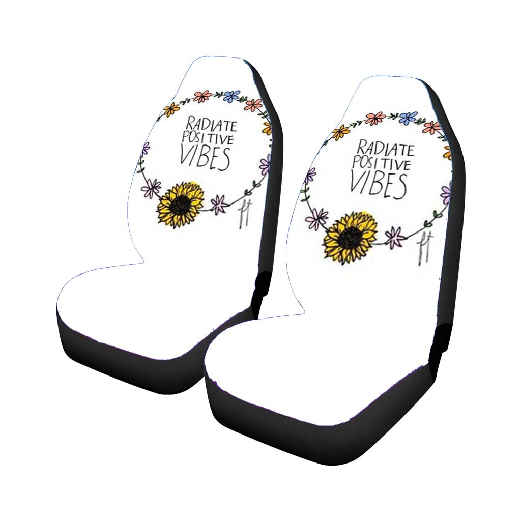 Radiate Positive Vibes Flowers Car Front Seat Covers