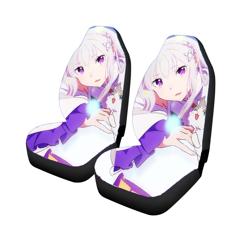 Re-Zero Emilia White Hair Anime Girl Car Front Seat Covers