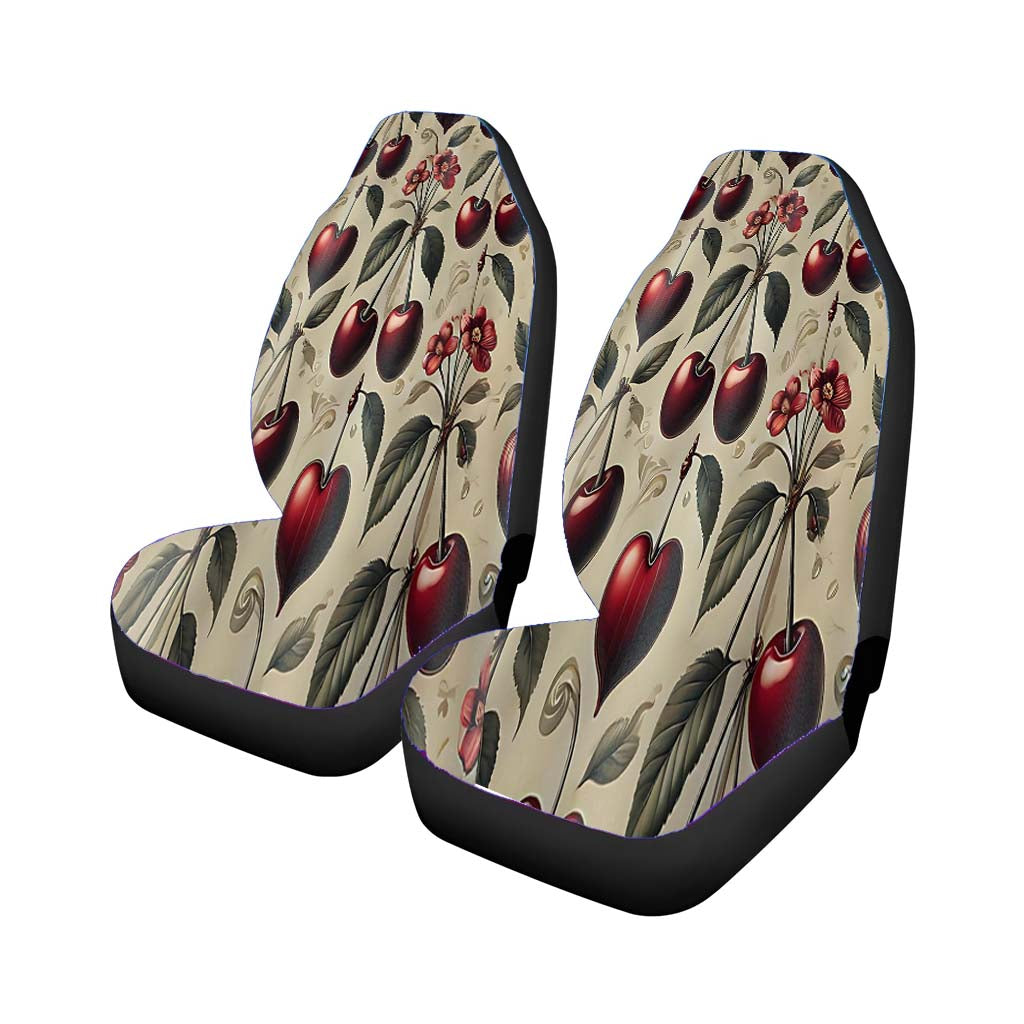 Red Cherries And Hearts Car Front Seat Covers