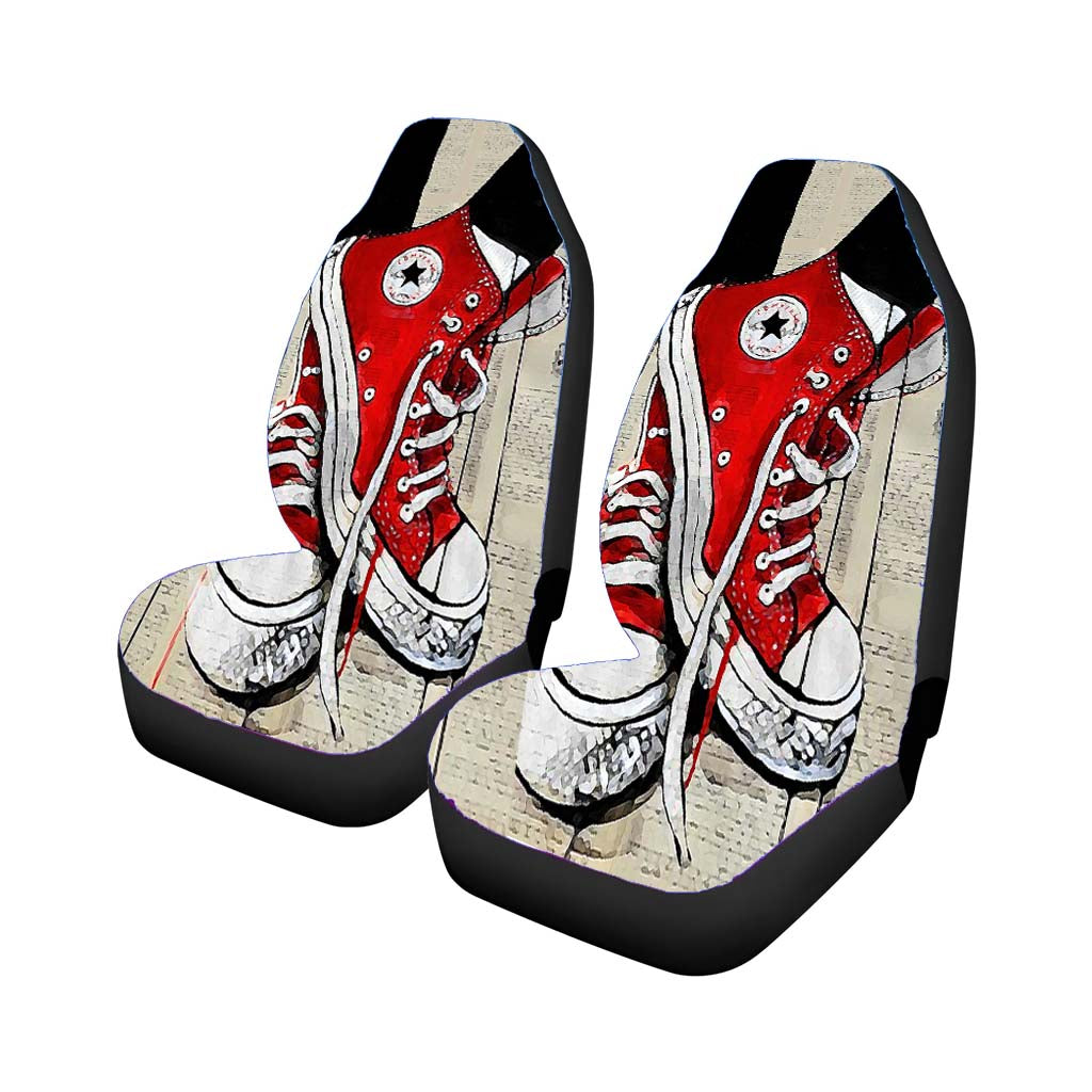 Red Converse Painting Car Front Seat Covers