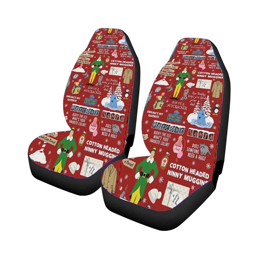Red Elf Pattern Car Front Seat Covers