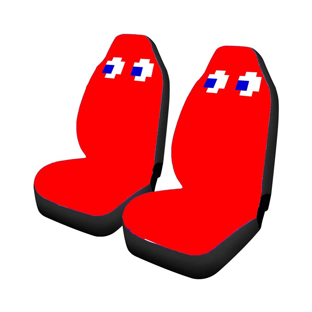 Red Pacman Inspired Car Front Seat Covers