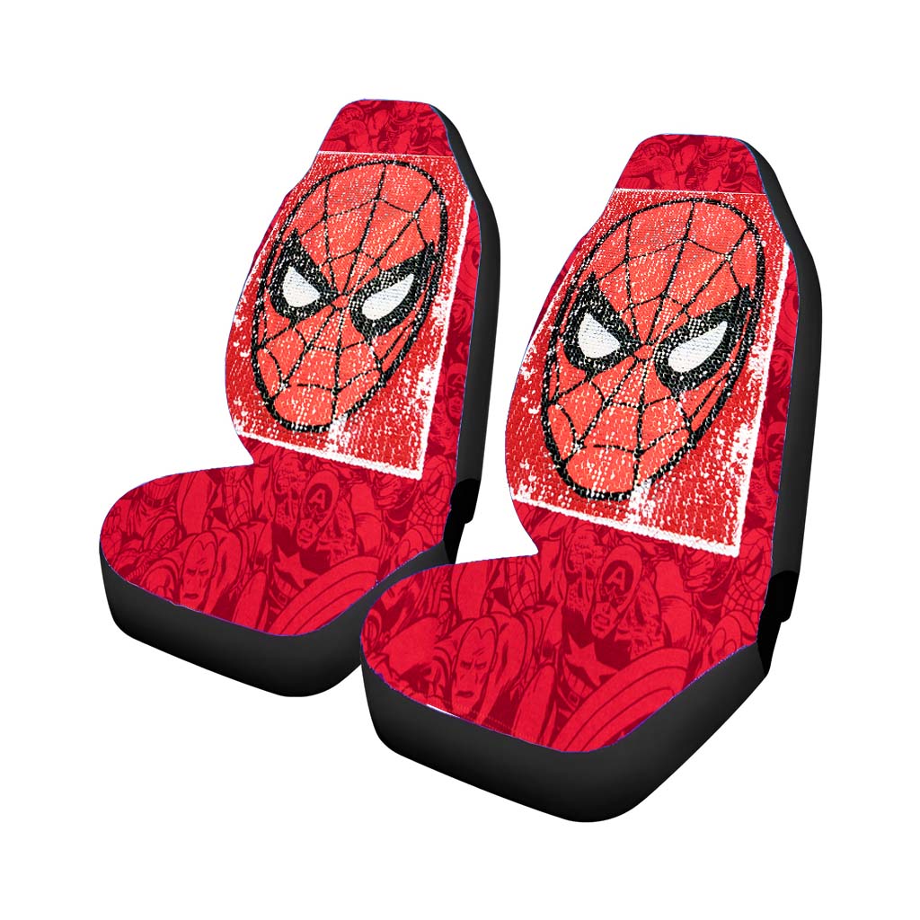 Red Spiderman Marvel Superheroes Doodles Car Front Seat Covers