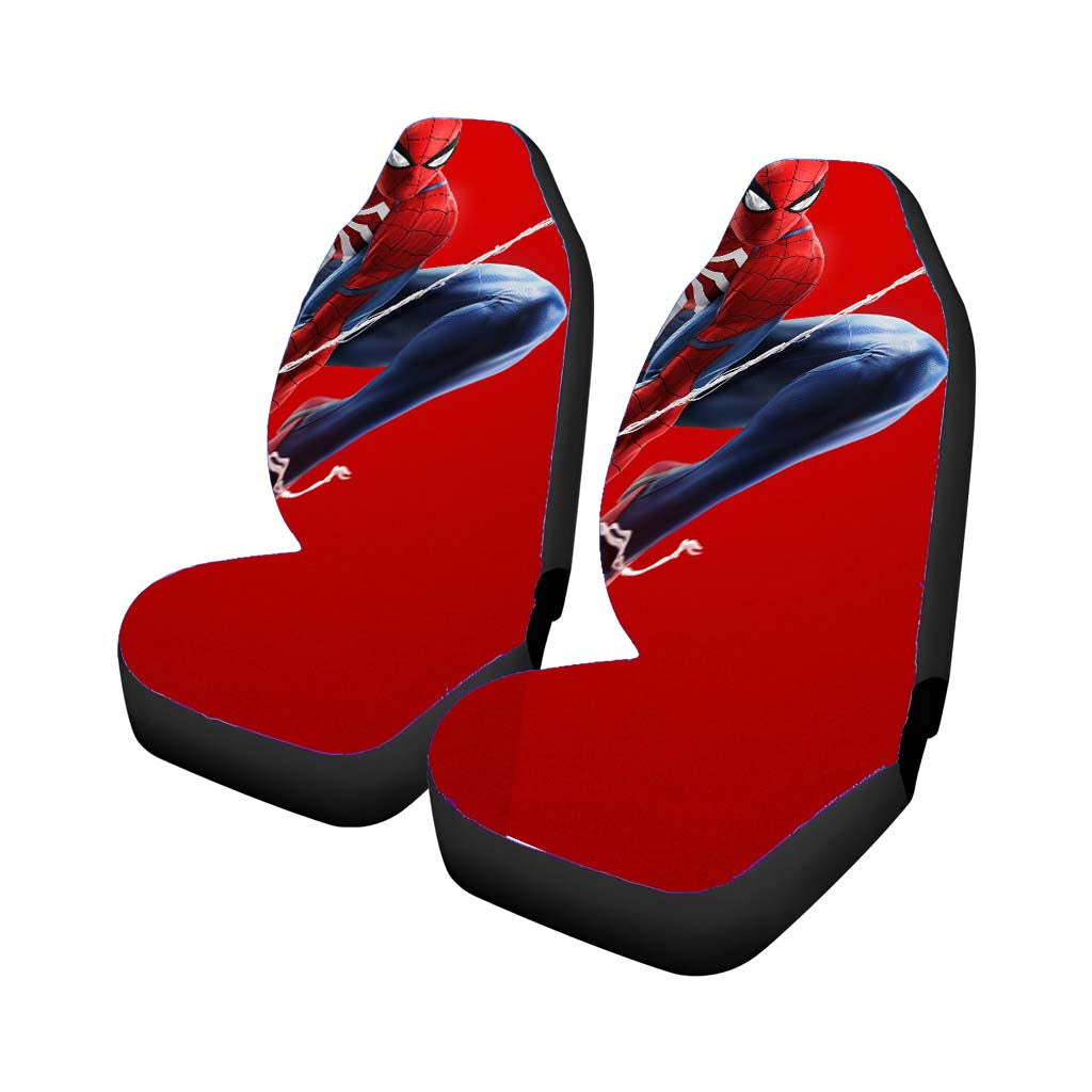 Red Spiderman Red Background Car Front Seat Covers