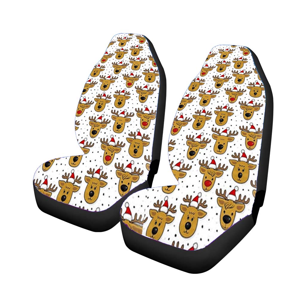 Reindeers In Santa Hats Pattern Car Front Seat Covers