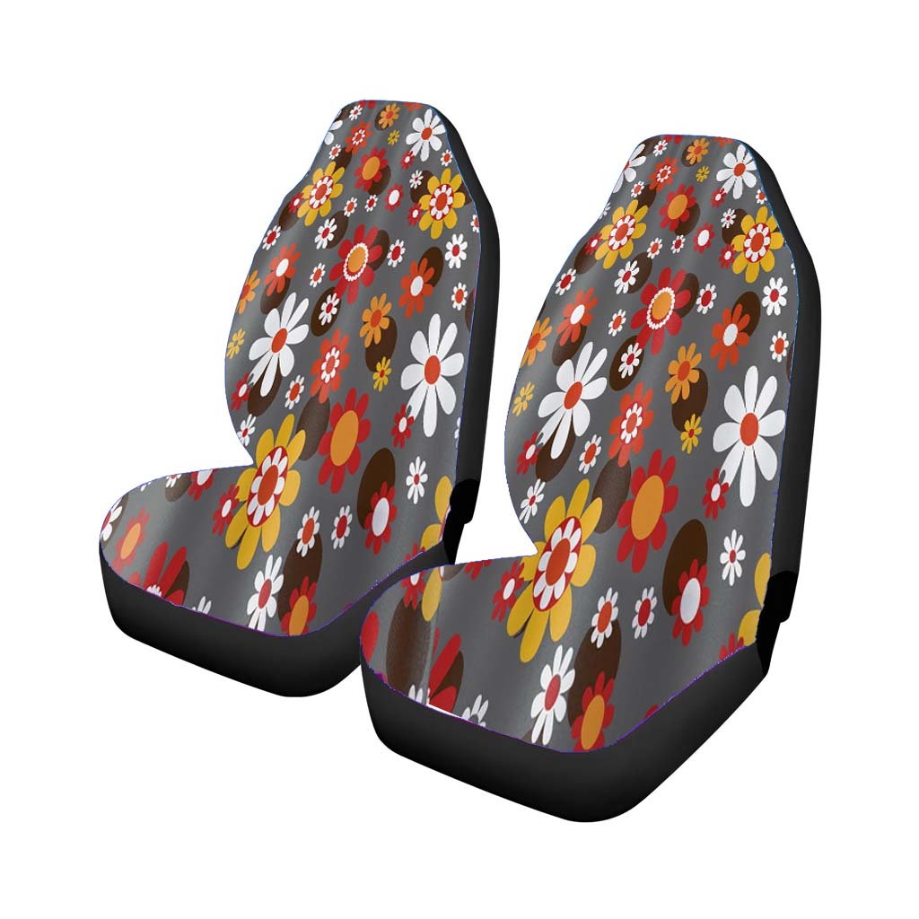Retro Hippie Groovy Daisy Boho Car Front Seat Covers