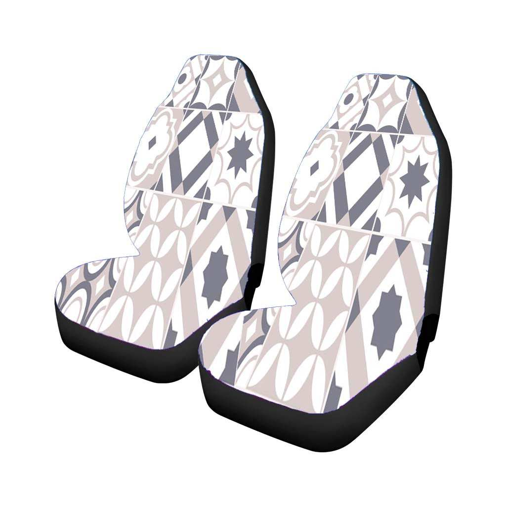 Retro Seamless Tile Pattern Car Front Seat Covers