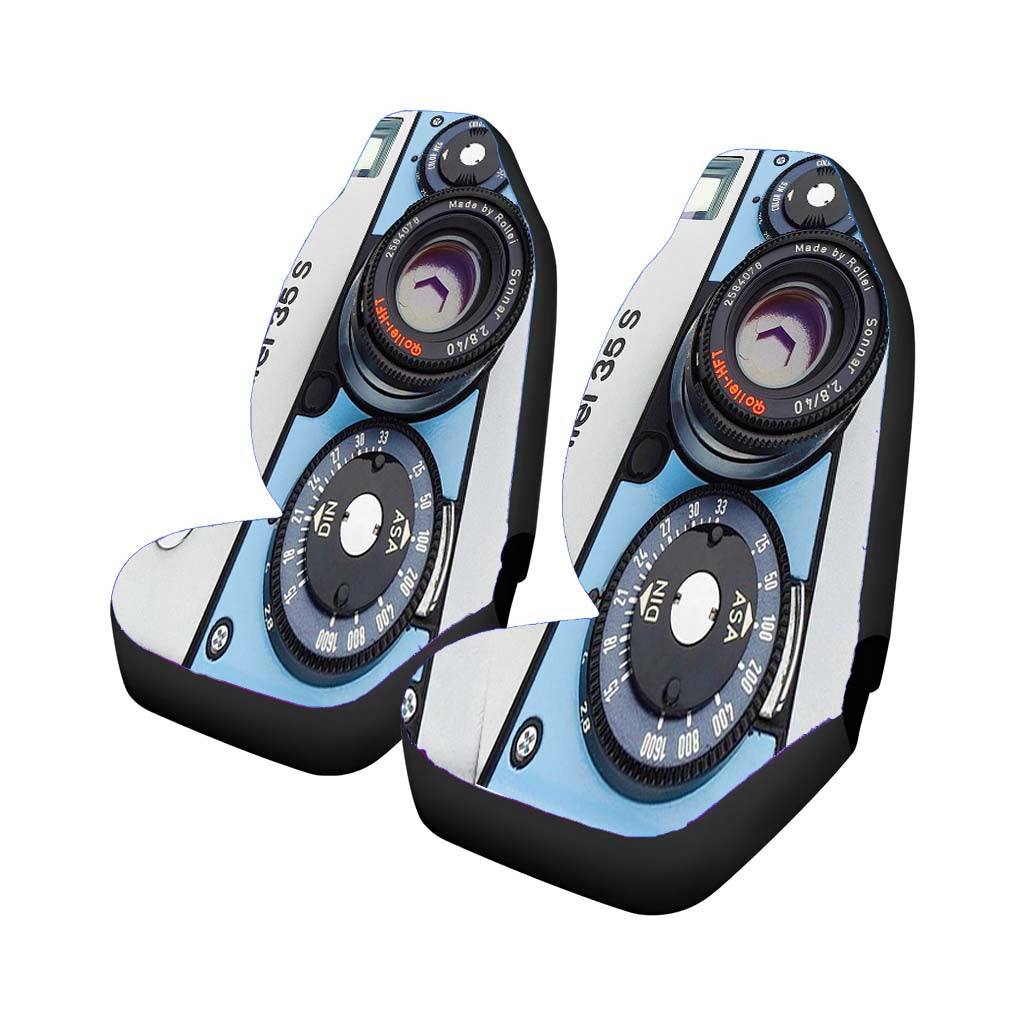 Rollei 5 S Blue Silver Retro Camera Car Front Seat Covers