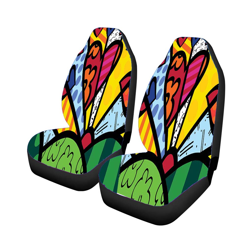 Romero Britto Pop Hearts Wallpaper Car Front Seat Covers