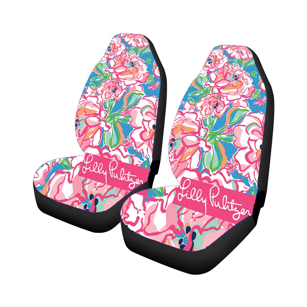 Rose Pattern Lilly Pulitzer Car Front Seat Covers