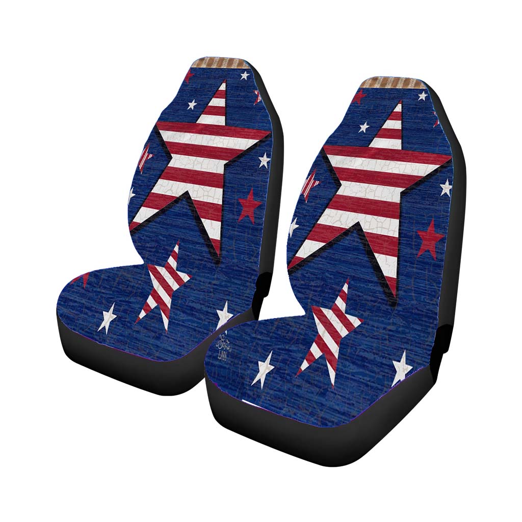 Rustic Patriotic Star Car Front Seat Covers
