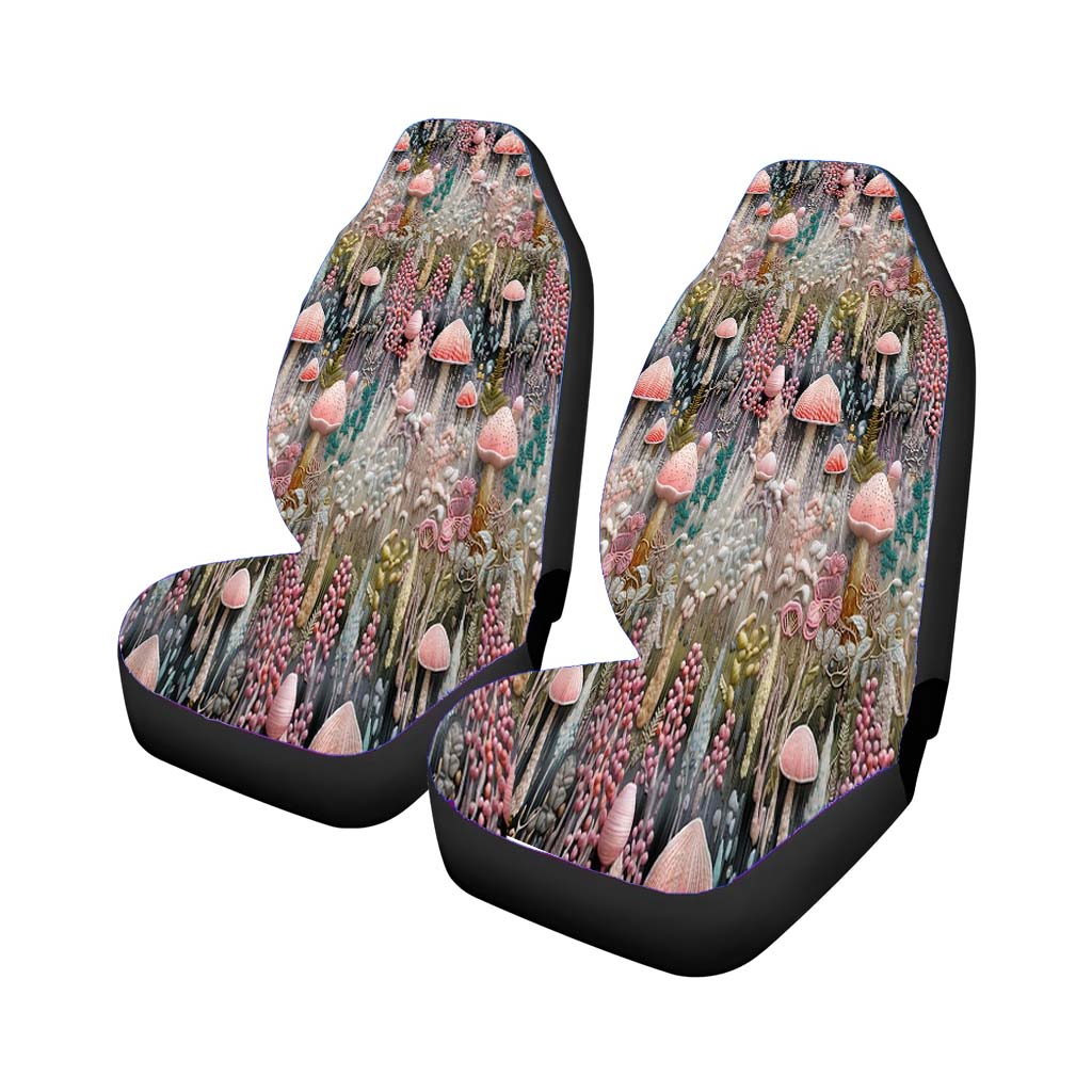 Sage Green Blue Mushroom Car Front Seat Covers
