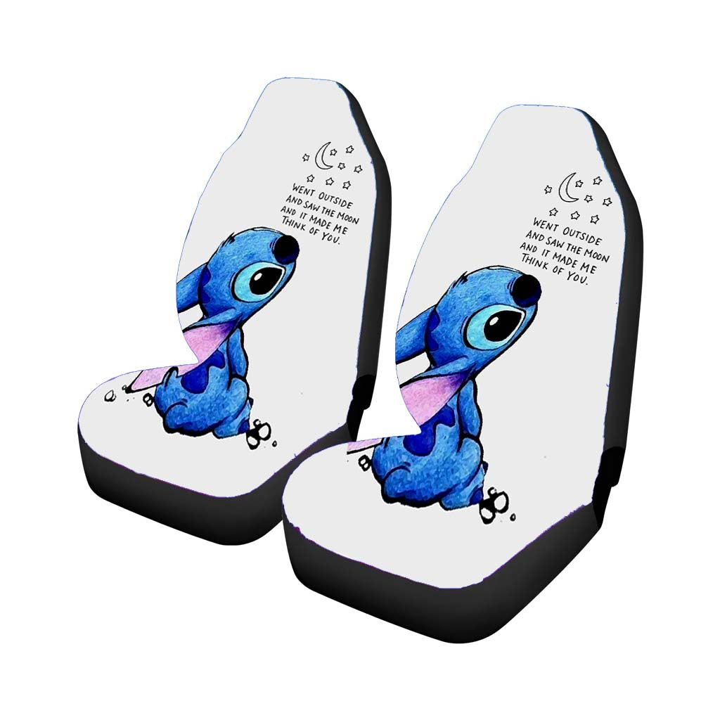 Saw The Moon And Think Of You Stitch Quote Car Front Seat Covers