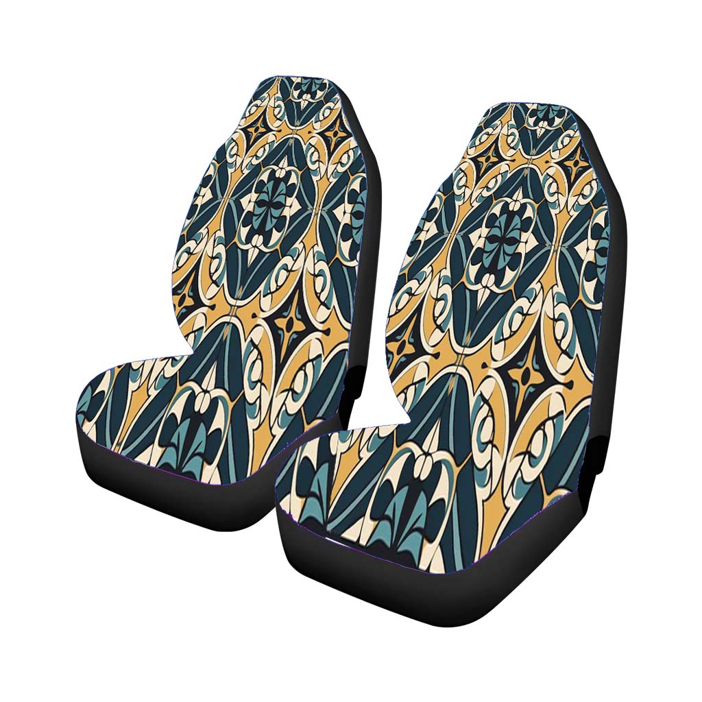 Seamless Pattern With A Floral Moti Car Front Seat Covers