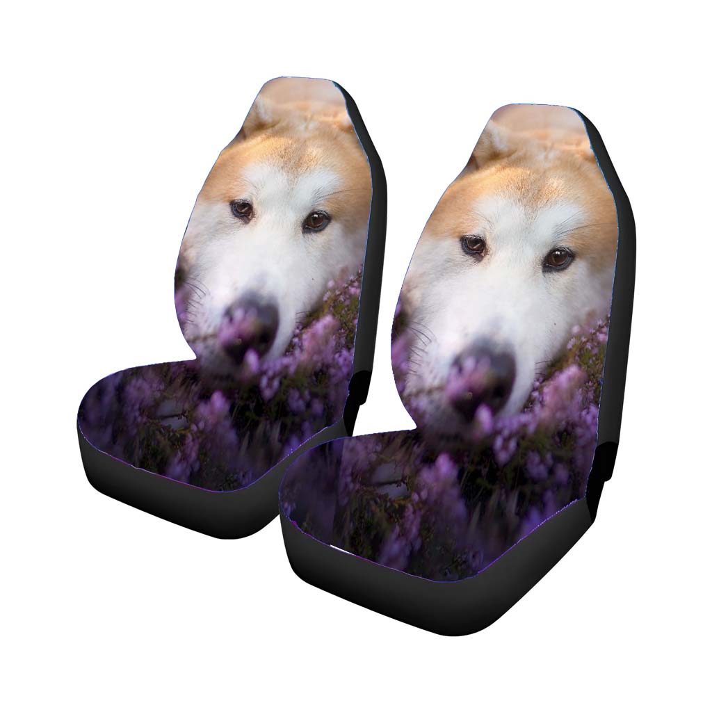 Shiba Inu Flowers Dog Car Front Seat Covers