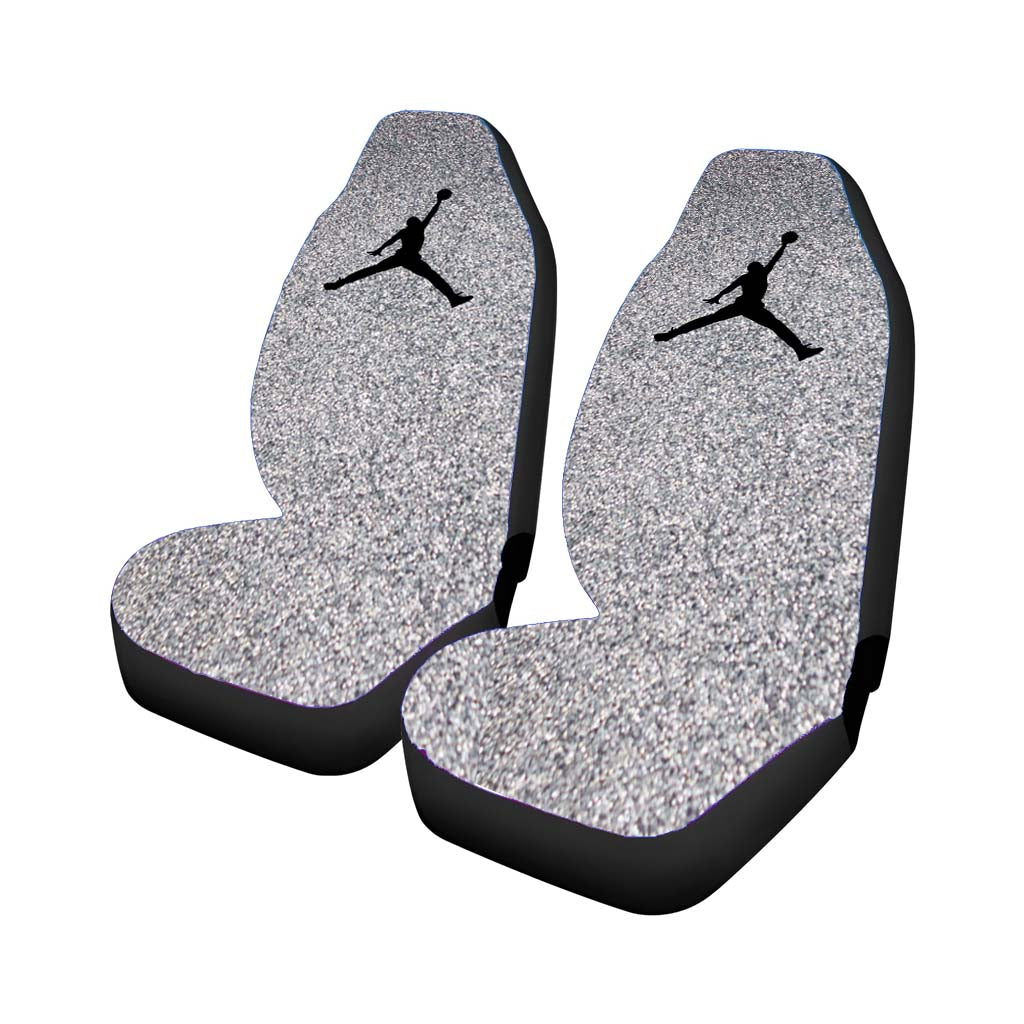Silver Glitter Air Jordan Logo Car Seat Covers