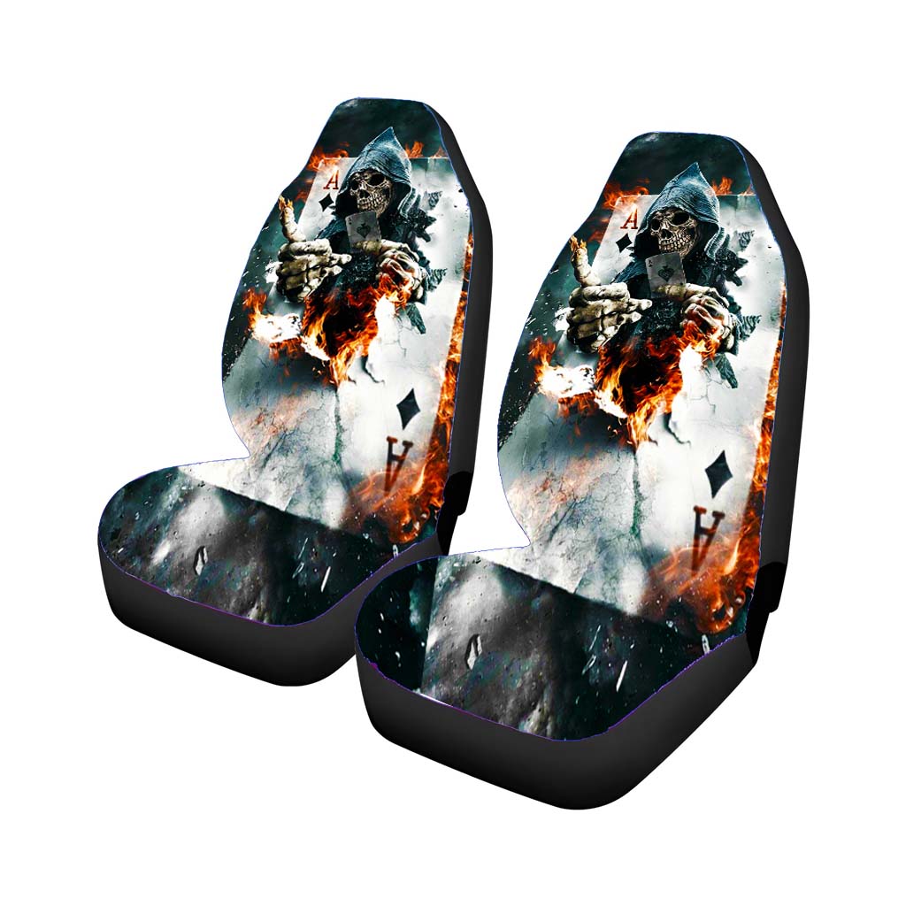 Skull Burn Ace Card Car Front Seat Covers