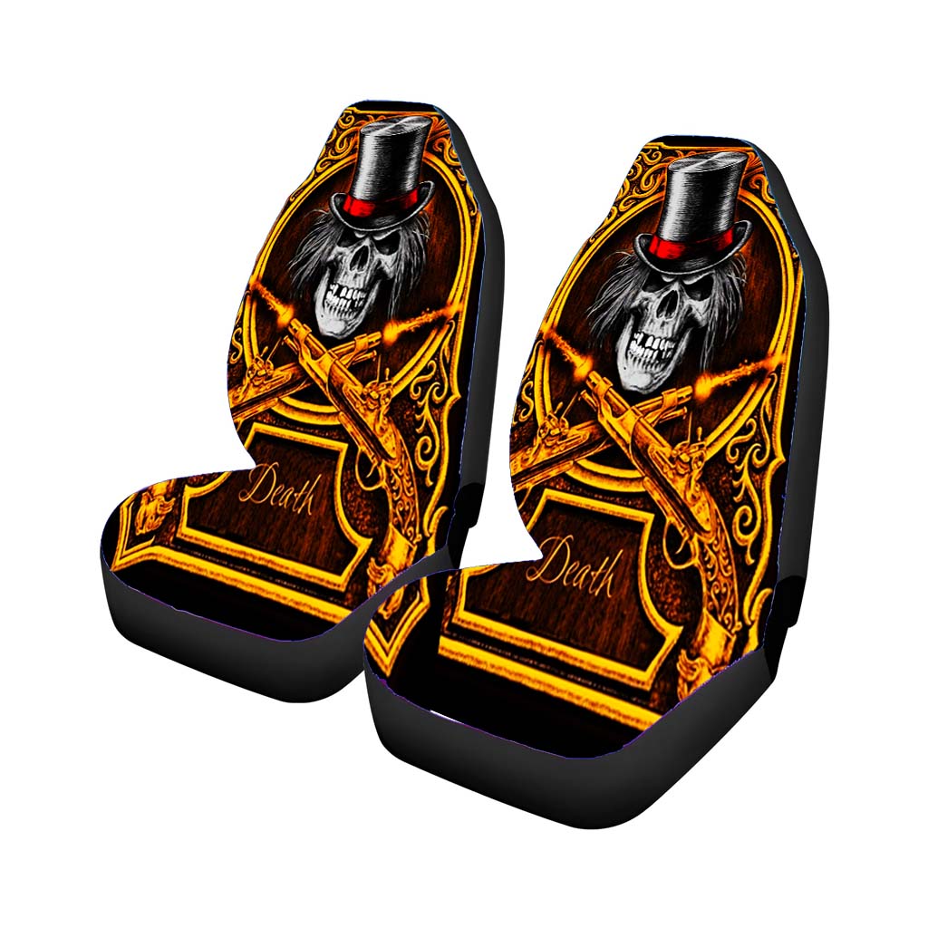 Skull Death Gun Car Front Seat Covers