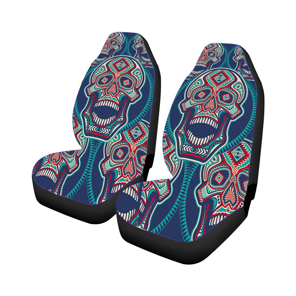 Skull Pattern Oldschool Car Front Seat Covers