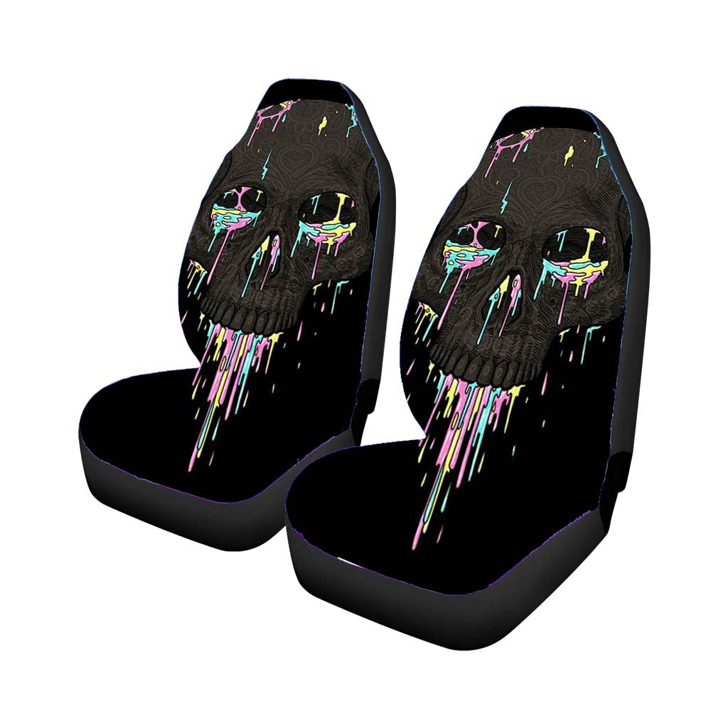 Skull Rainbow Car Front Seat Covers