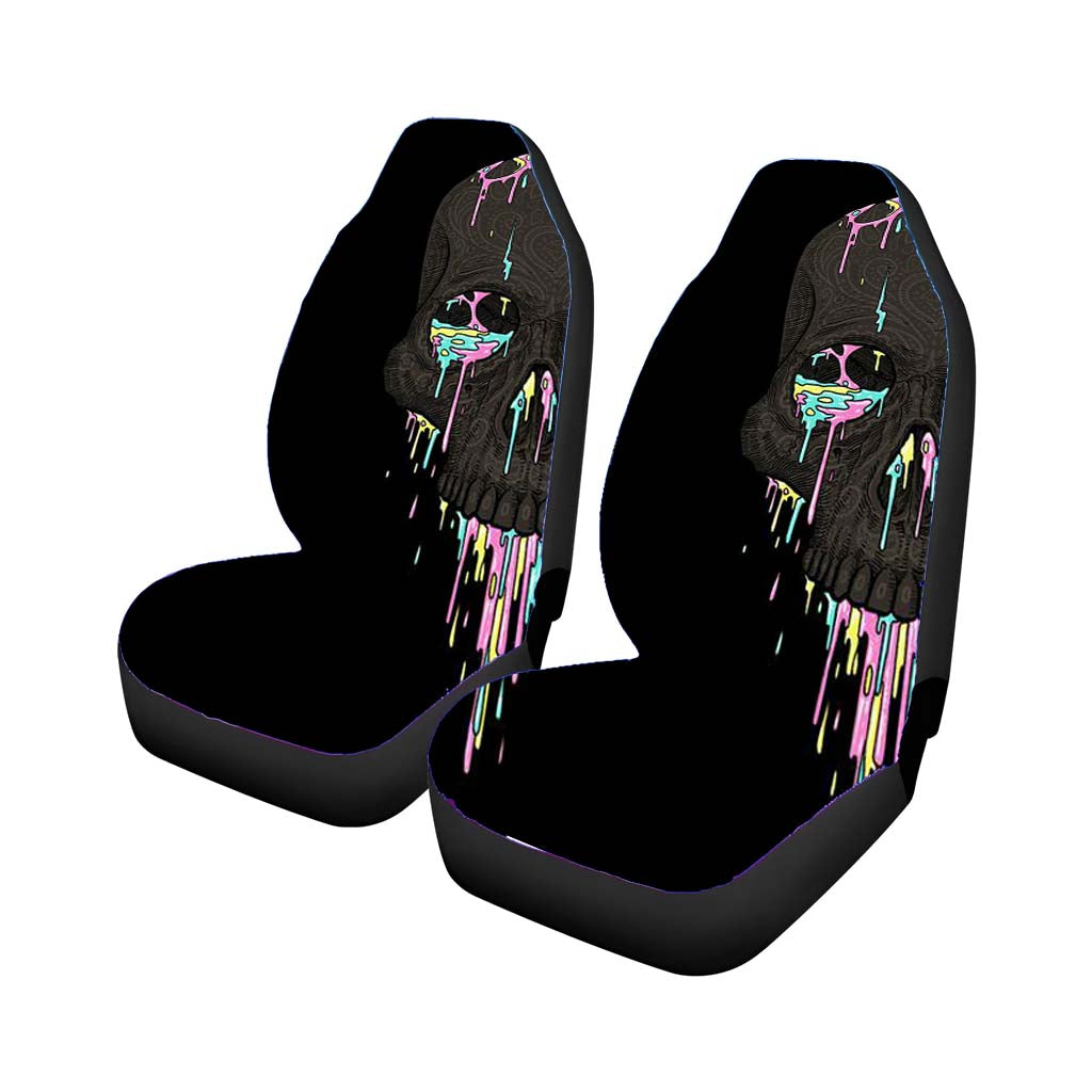 Skull Rainbow Leaf Car Front Seat Covers